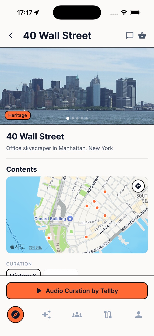 Place detail with map and audio guide player
