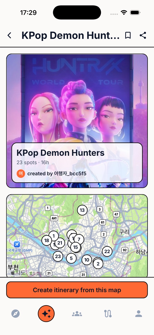 A map built from KPop Demon Hunters, with 23 filming locations