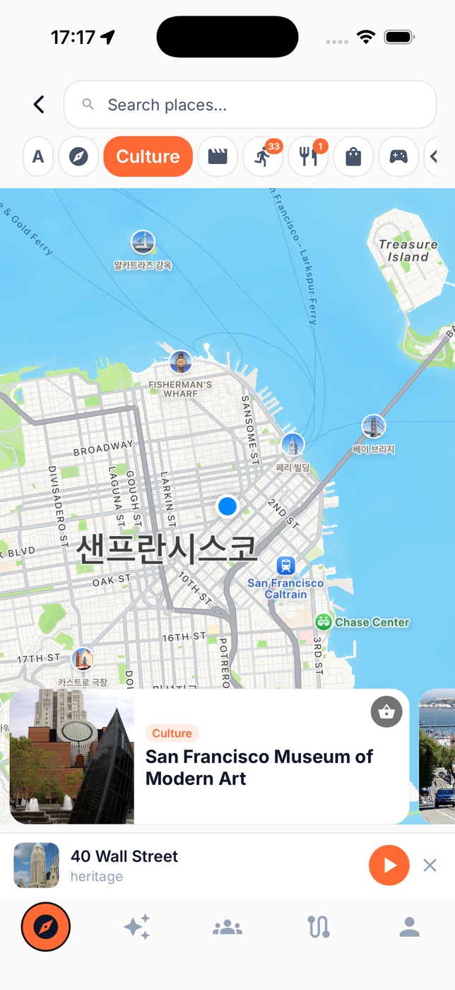 Exploring nearby places on the map